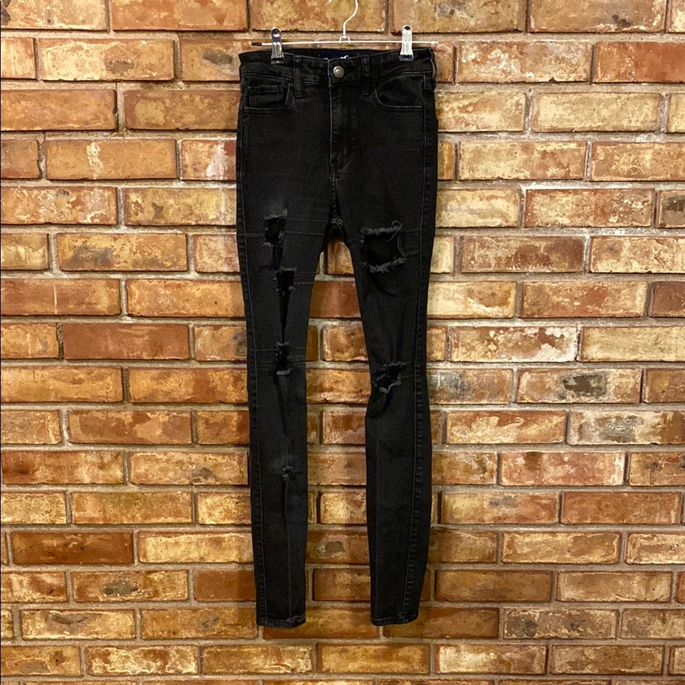 Hollister Distressed Black Skinny Jeans